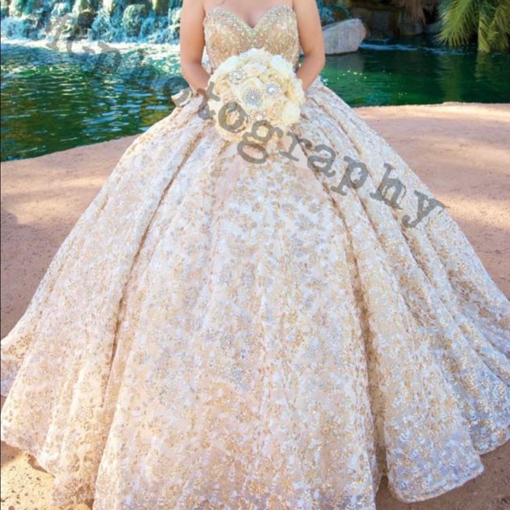 Gold quinceañera dress